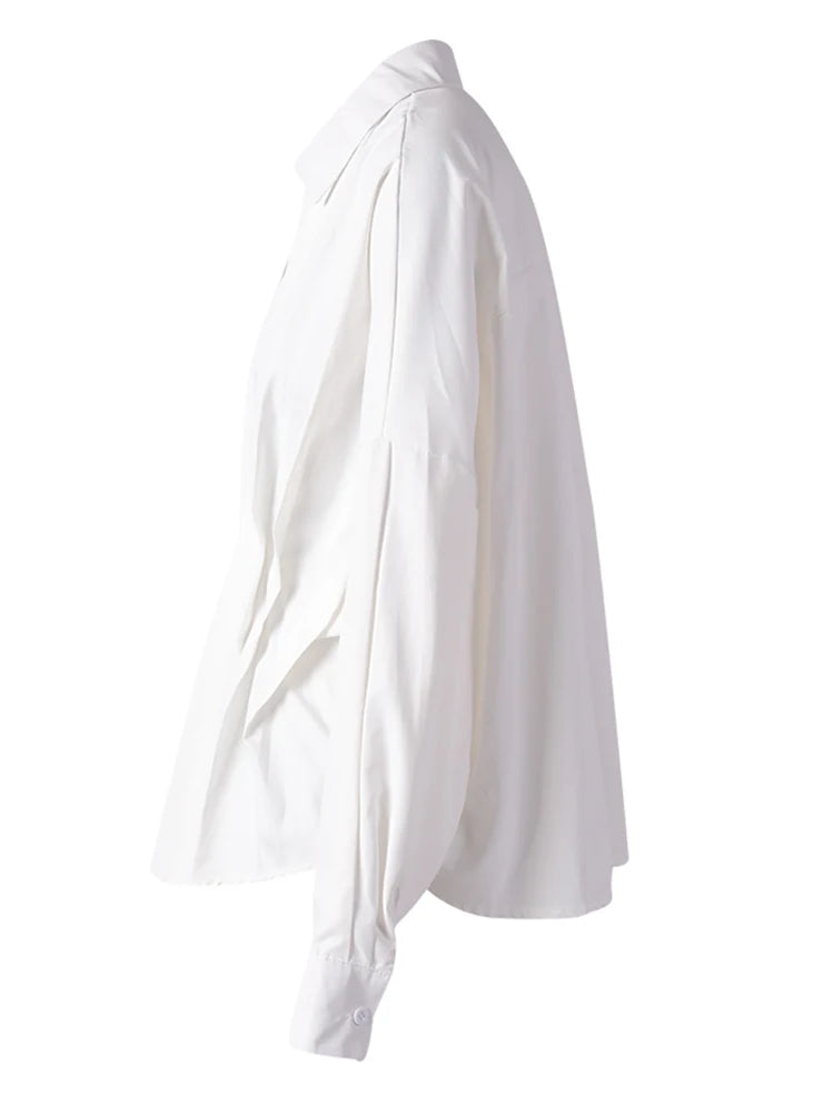 White Basic Pleated Shirt